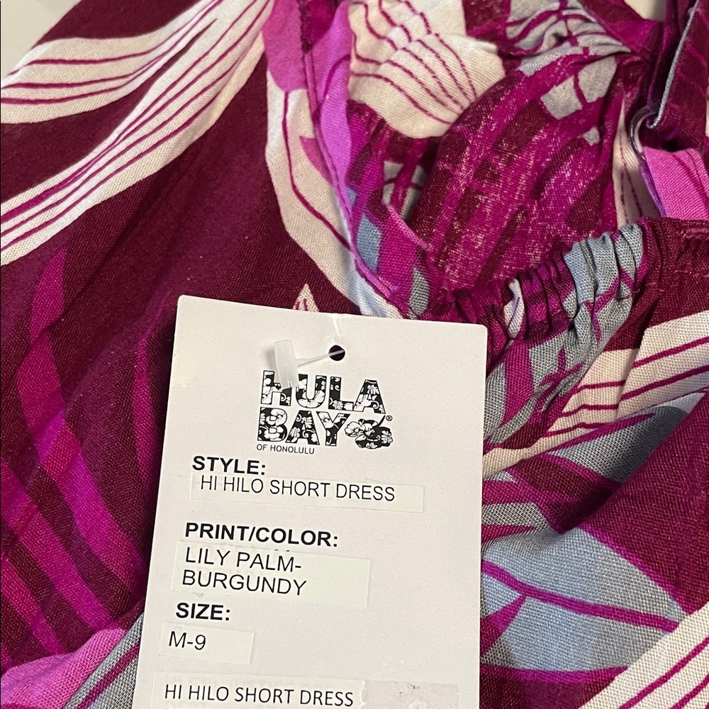 Tropical Pink Purple Leaf Print Camisole Dress hula bay Hawaiian - Picture 6 of 7
